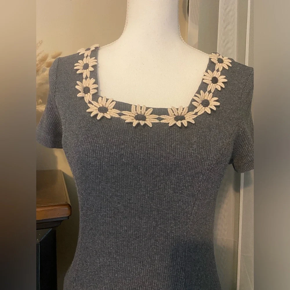 Vintage 90’s y2k ribbed floral mini dress - Picture 2 of 6